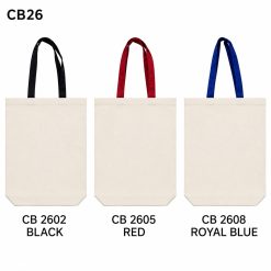 Cotton Canvas Tote Bag (12oz) w/ Colored Handle CB26-27