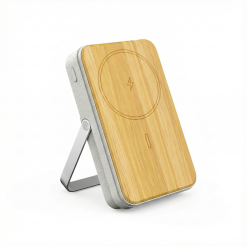 10,000mAh Wheat with Bamboo Magnetic Wireless Powerbank Phone Stand