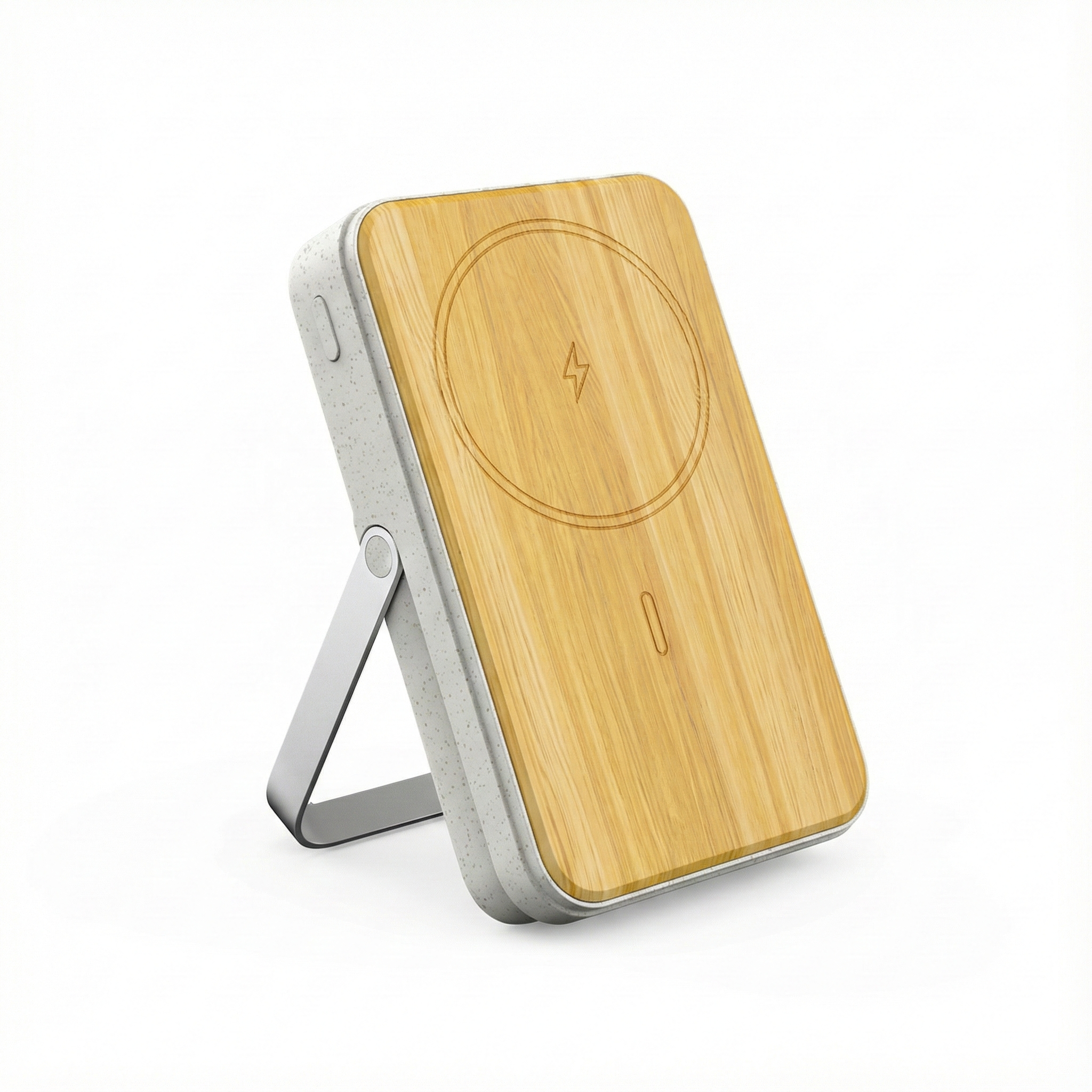 10,000mAh Wheat with Bamboo Magnetic Wireless Powerbank Phone Stand