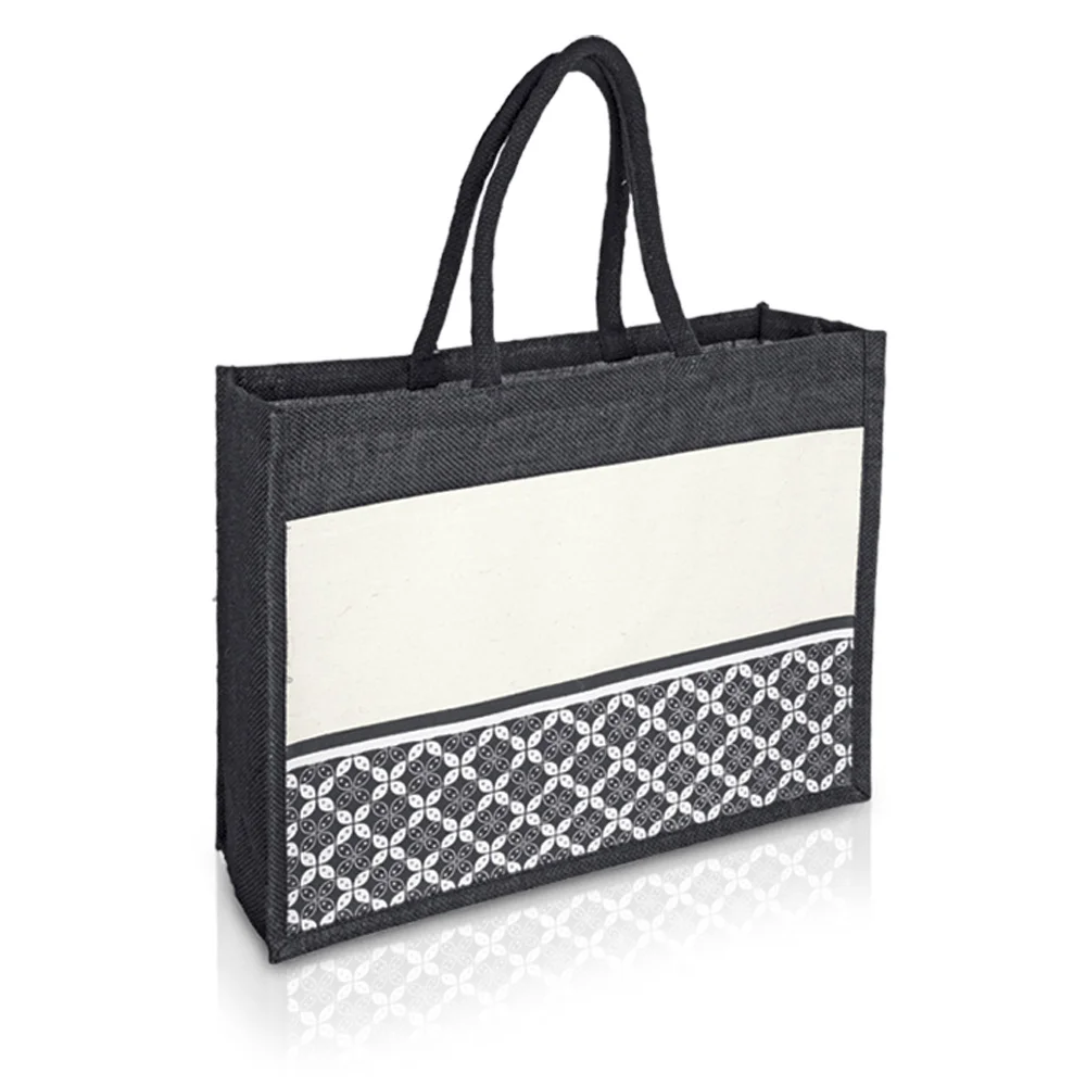 Jute Bag with Canvas Compartment (JUTE281)