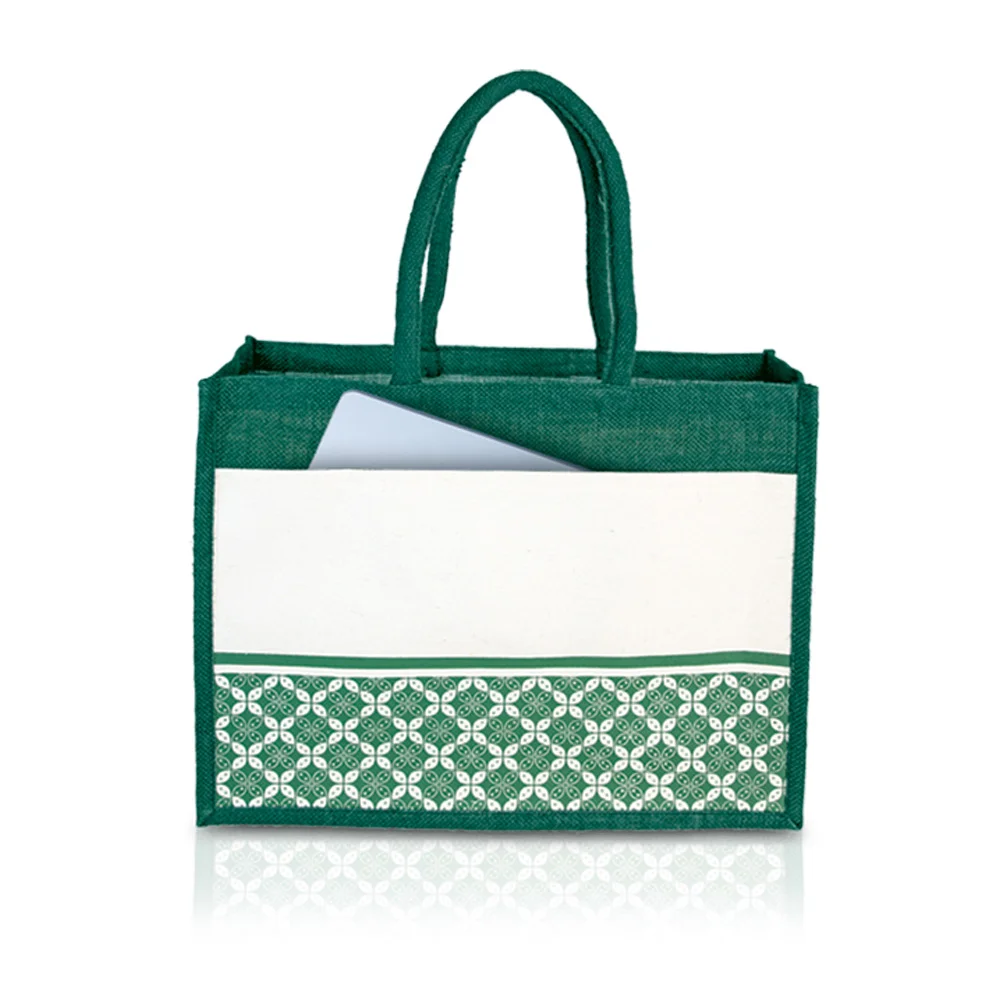 Jute Bag with Canvas Compartment (JUTE281)