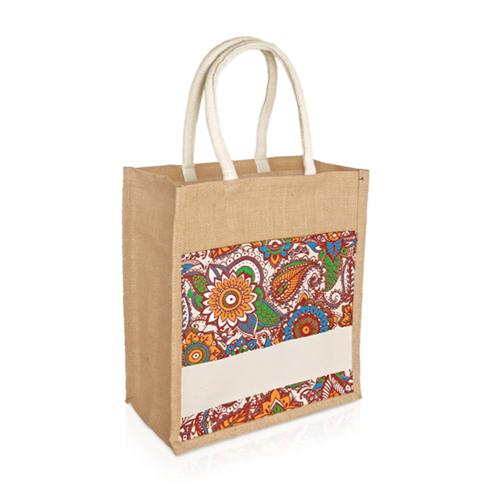 Jute Bag with Canvas Compartment (JUTE284)
