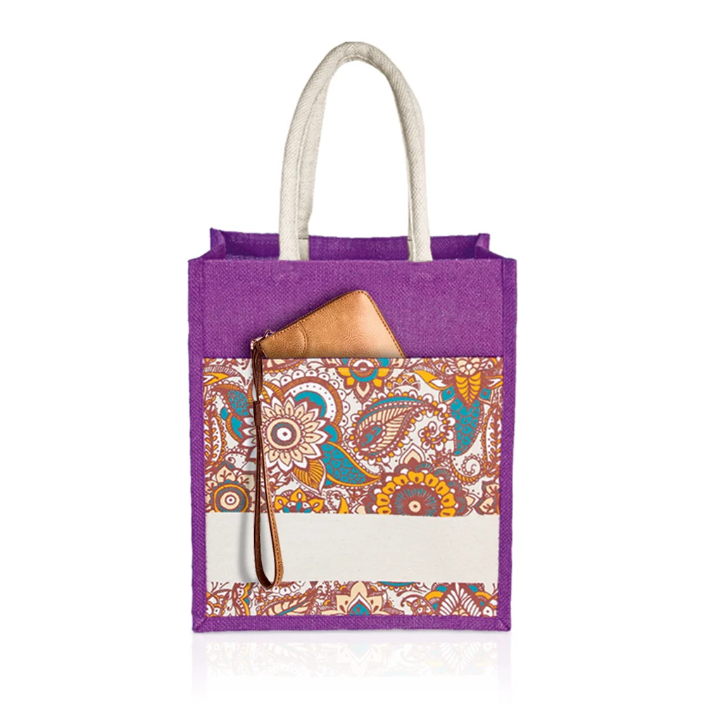 Jute Bag with Canvas Compartment (JUTE284)