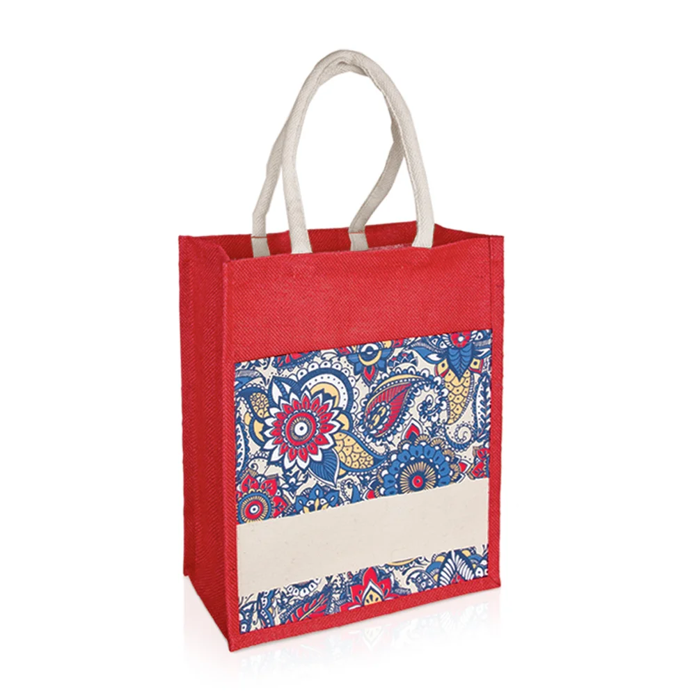 Jute Bag with Canvas Compartment (JUTE284)