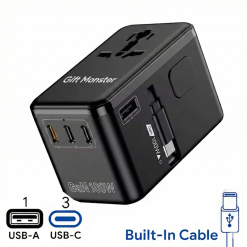 100W GaN Travel Adaptor with Retractable Cable