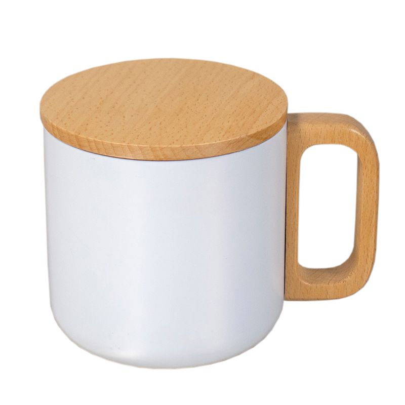 400ml Wooden Handle Stainless Steel Mug