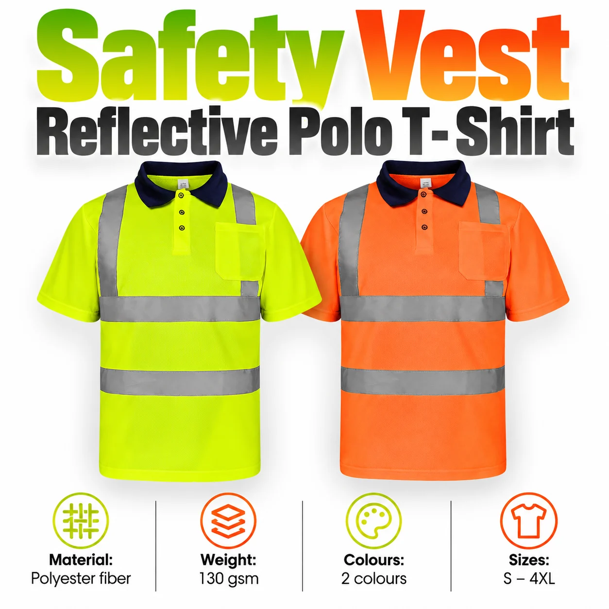 Reflective Safety Dri Fit Polo T-shirt